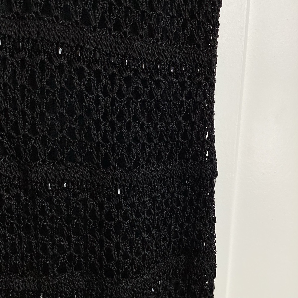 Vintage Kroshetta by Papillon Sleeveless Crochet Beaded Dress Black - Picture 4 of 12